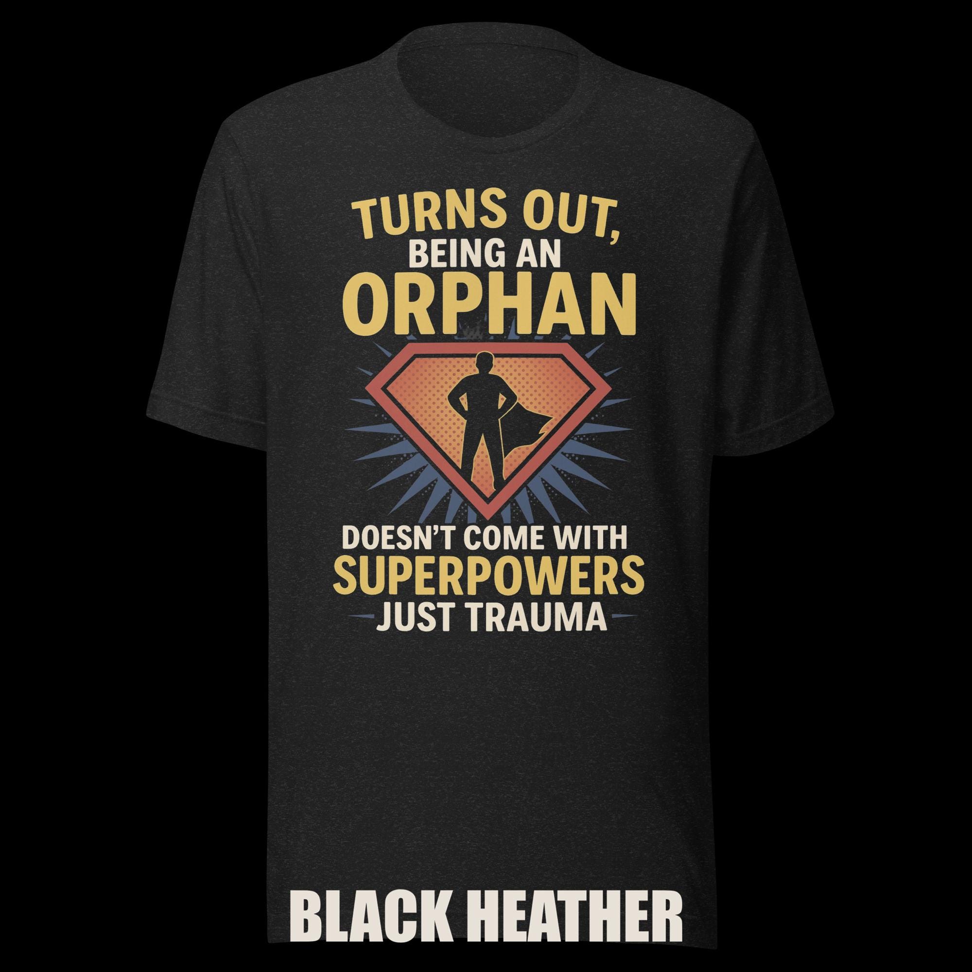 comic-style orphan tee Sorry, no "No superpowers, just trauma." additional view 2