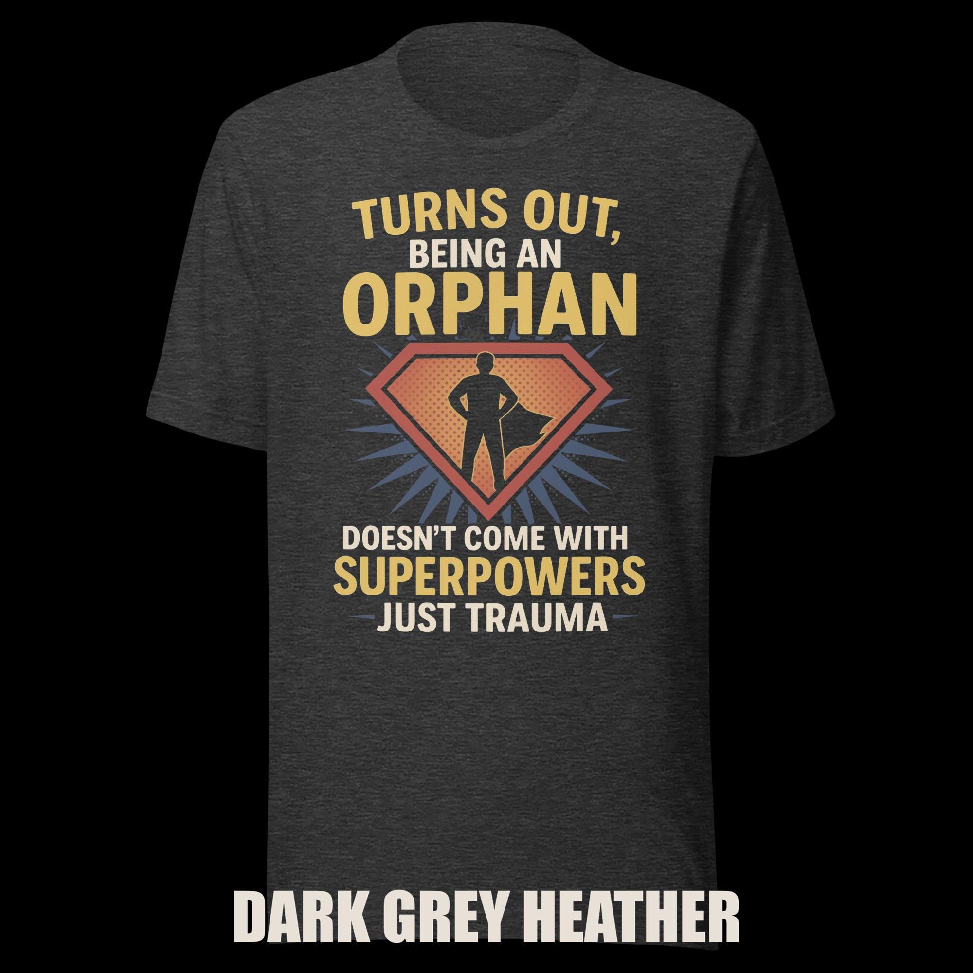 comic-style orphan tee Sorry, no "No superpowers, just trauma." additional view 3