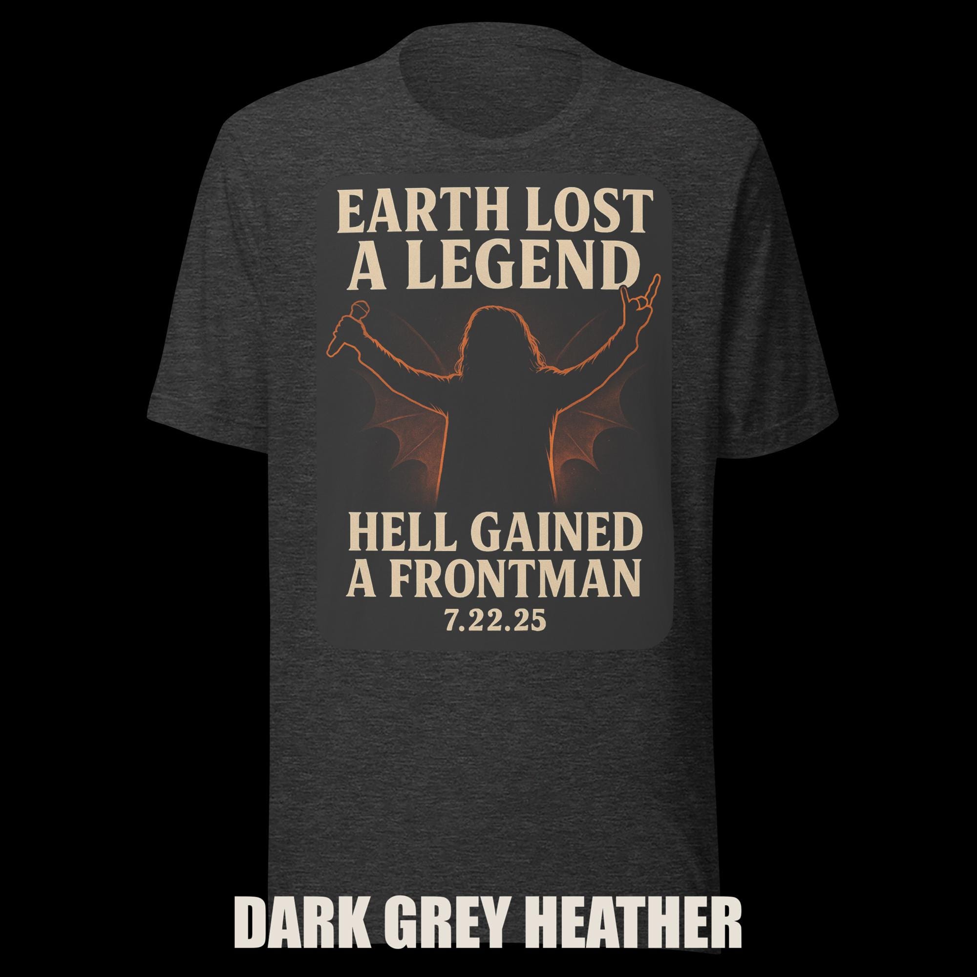 Dark Tribute Ozzy-Inspired Graphic Tee "Earth Lost a Legend, Hell Gained a Frontman" additional view 3
