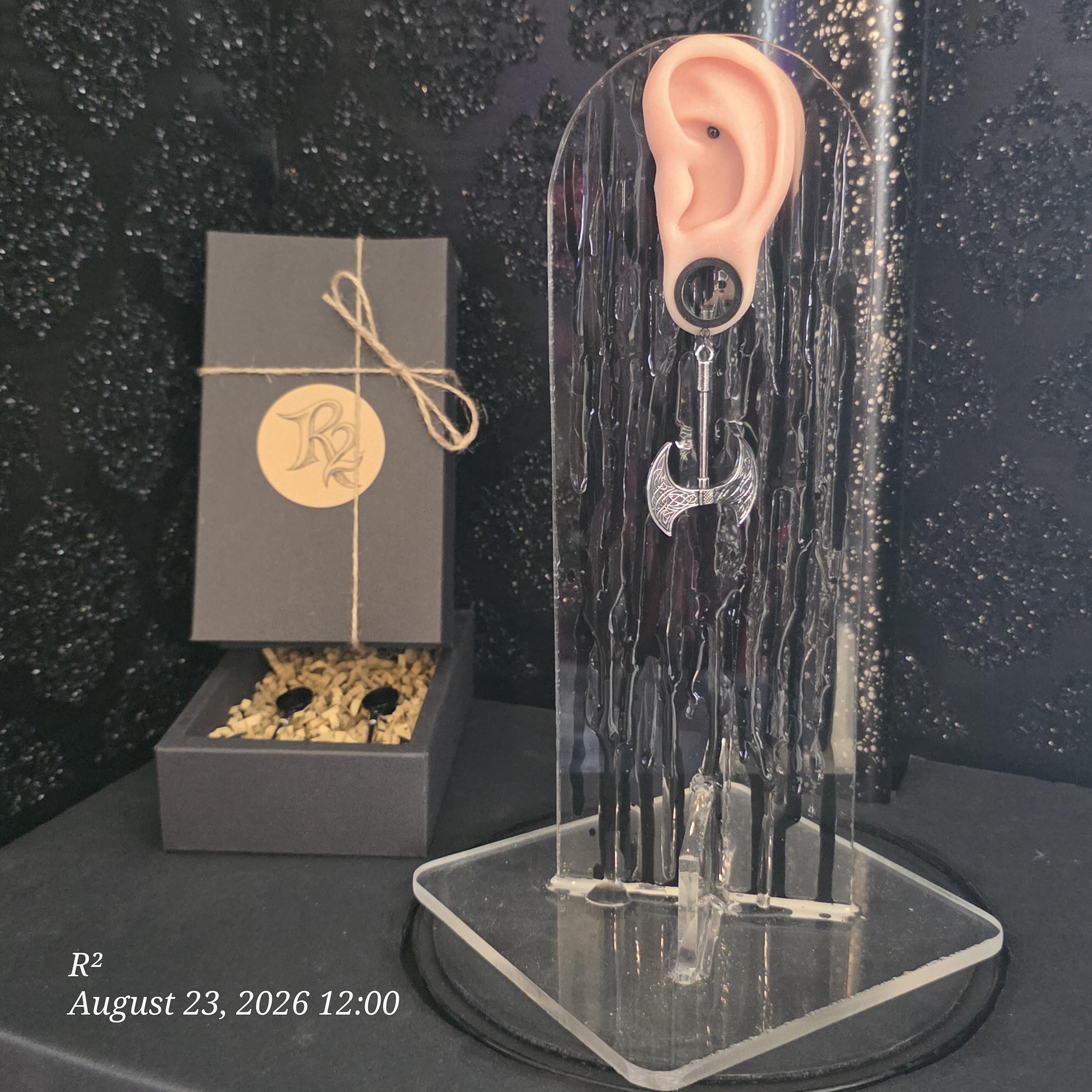 Wyrdweave Axe Dangle Plug Earrings by R²