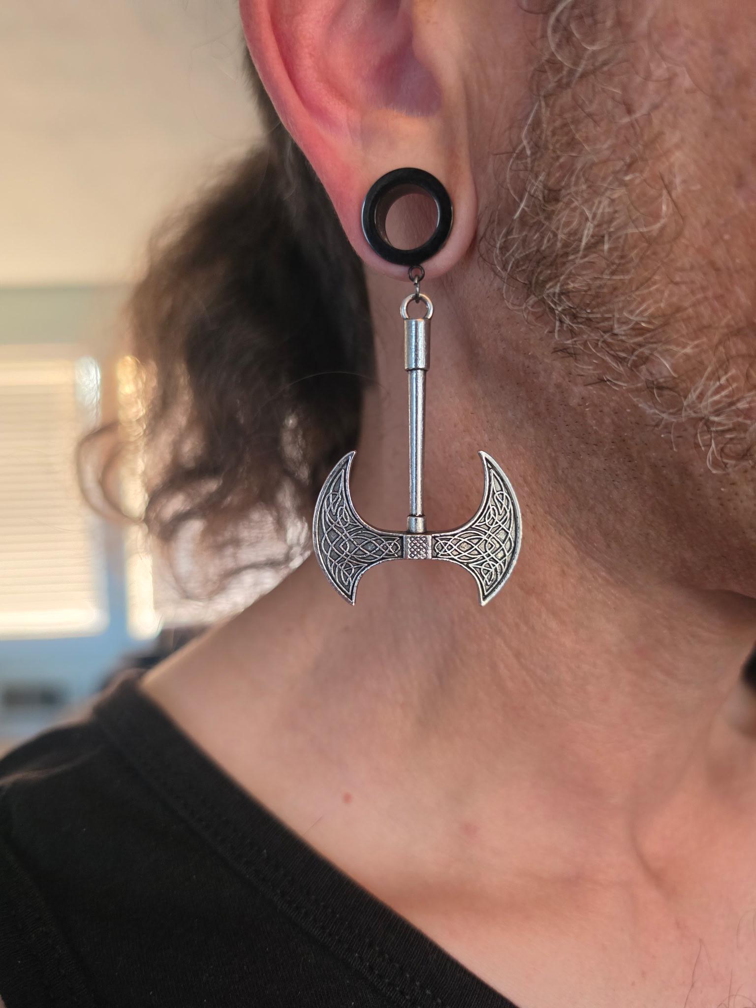 Wyrdweave Axe Dangle Plug Earrings additional view 2