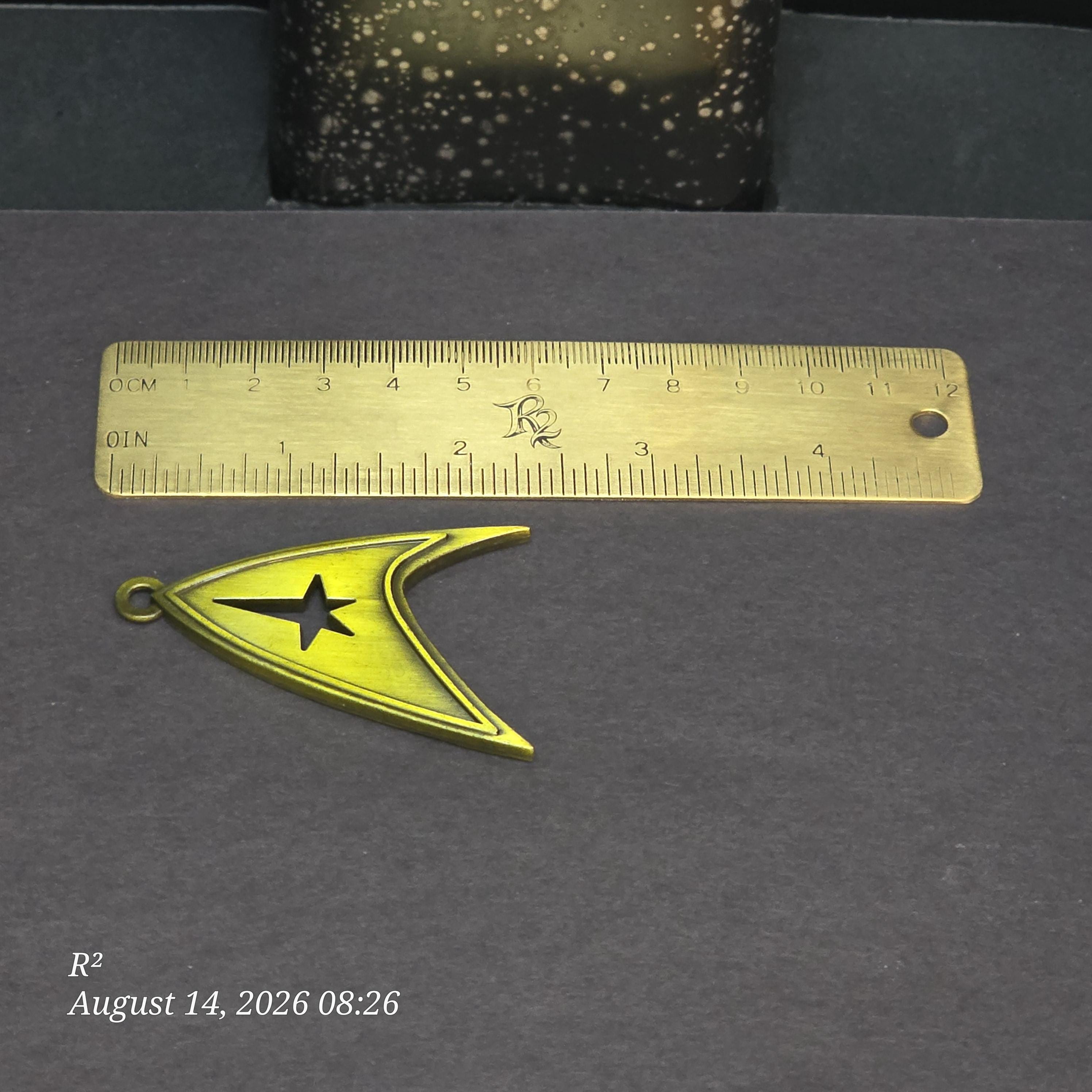 Gold Starfleet Inspired Dangle Plug Earrings additional view 2