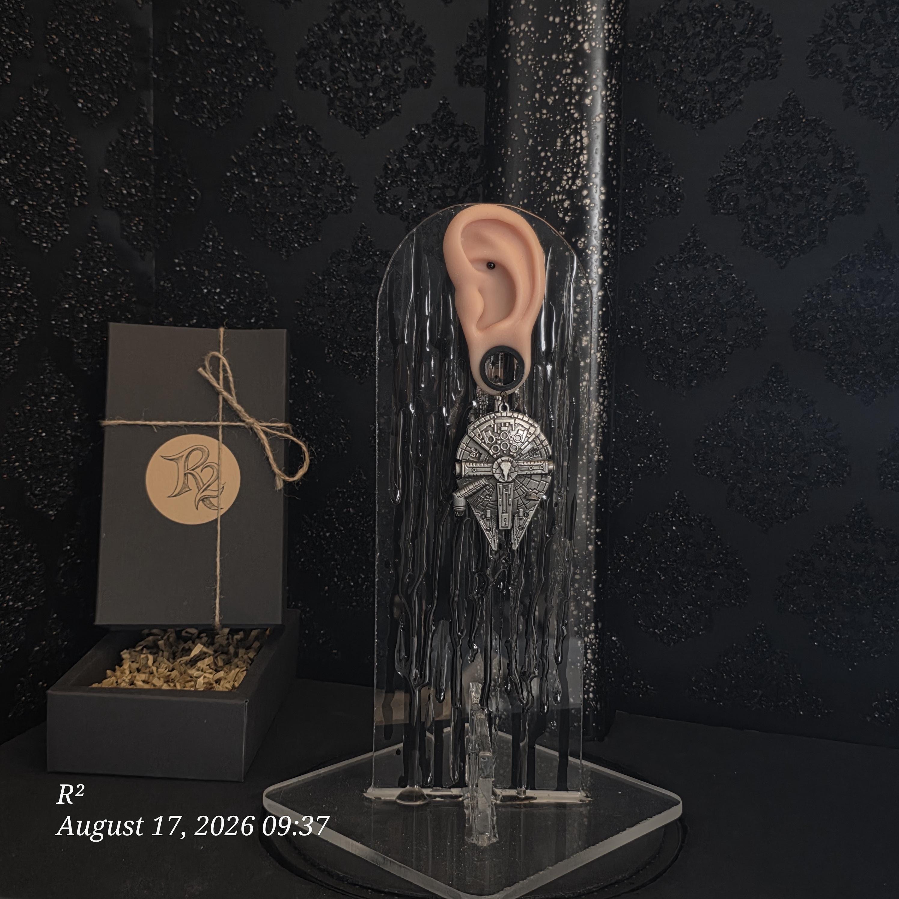 Millennium Falcon Inspired Dangle Plug Earrings by R²