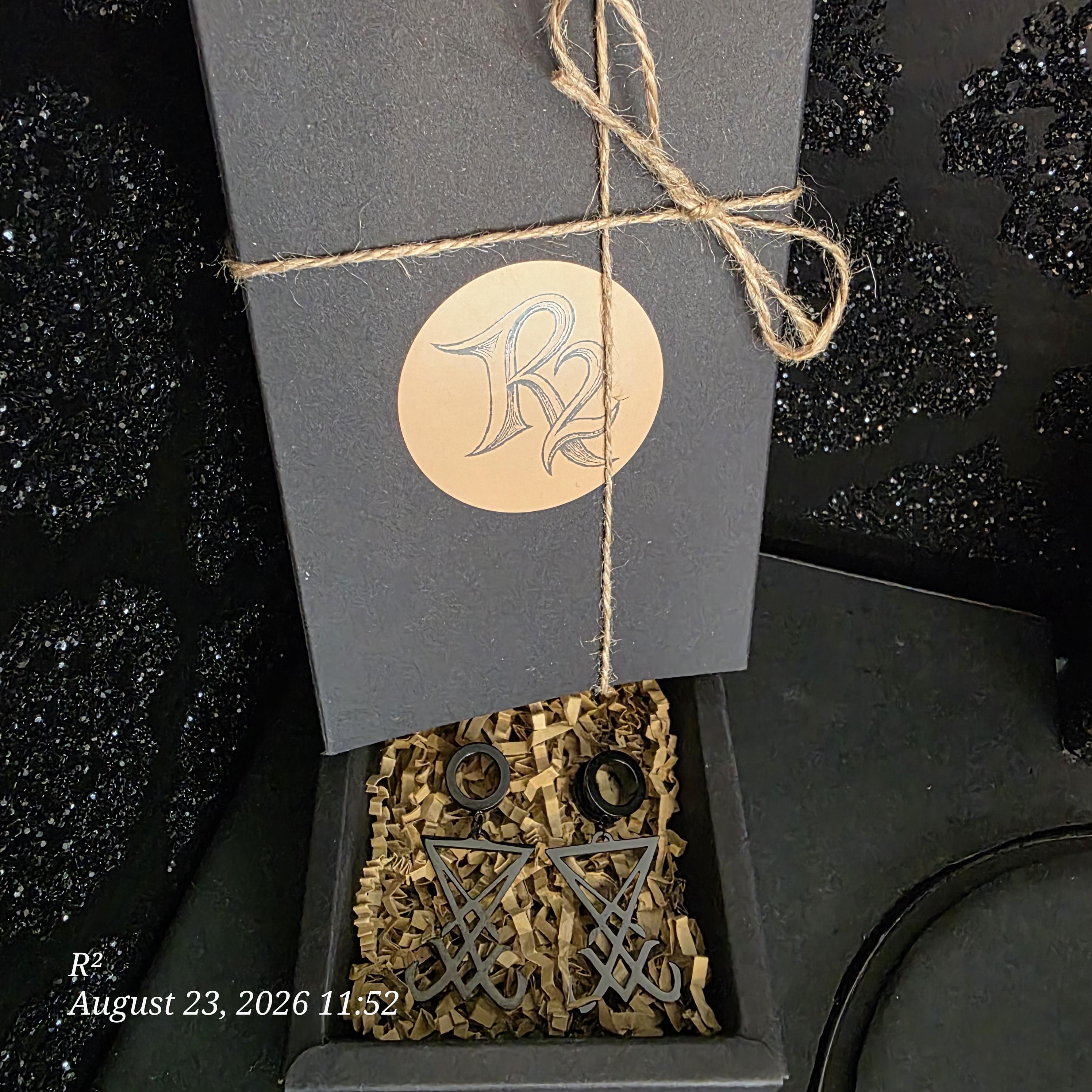 Black Sigil Dangle Plug Earrings additional view 1