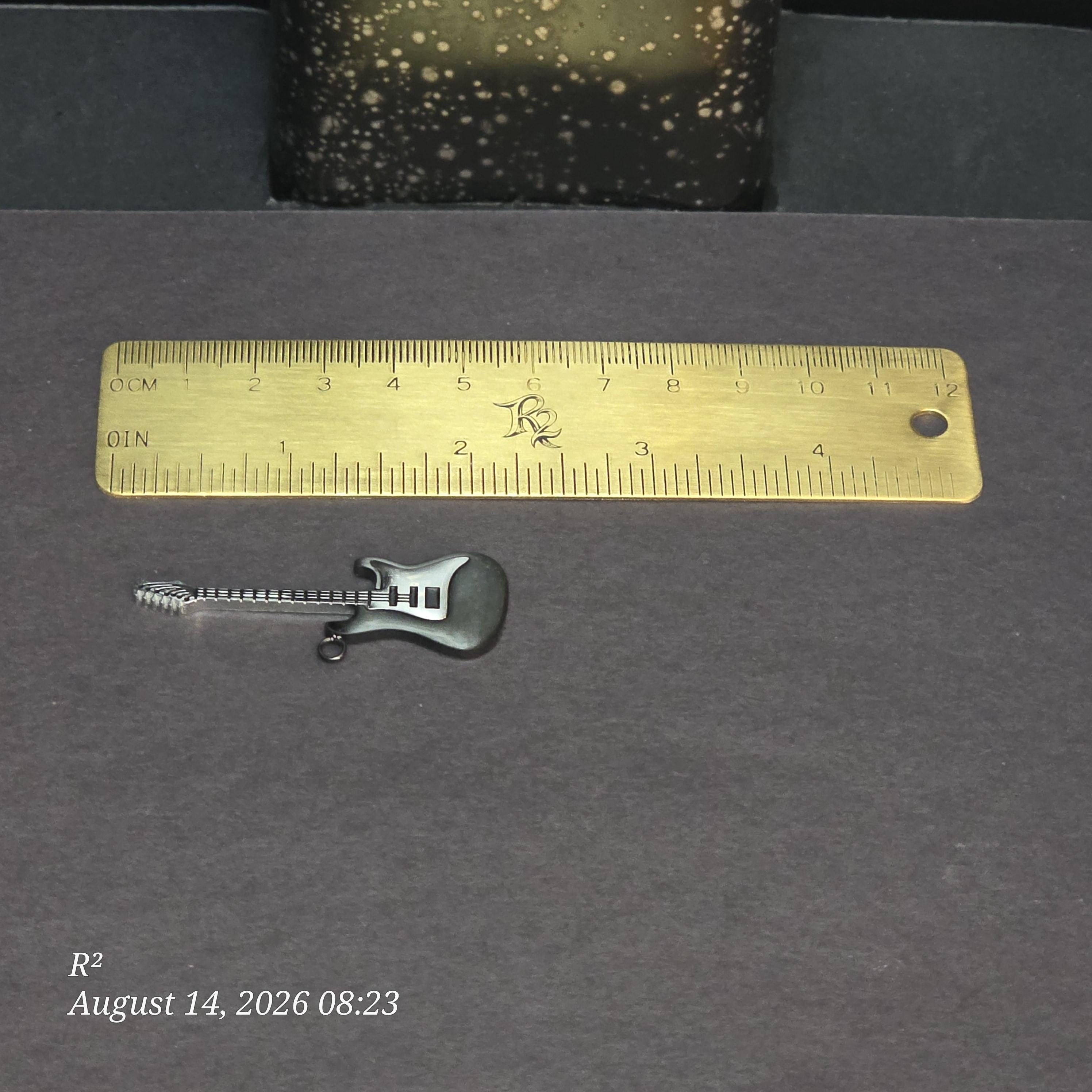 Silver Black Guitar Dangle Plug Earrings additional view 2