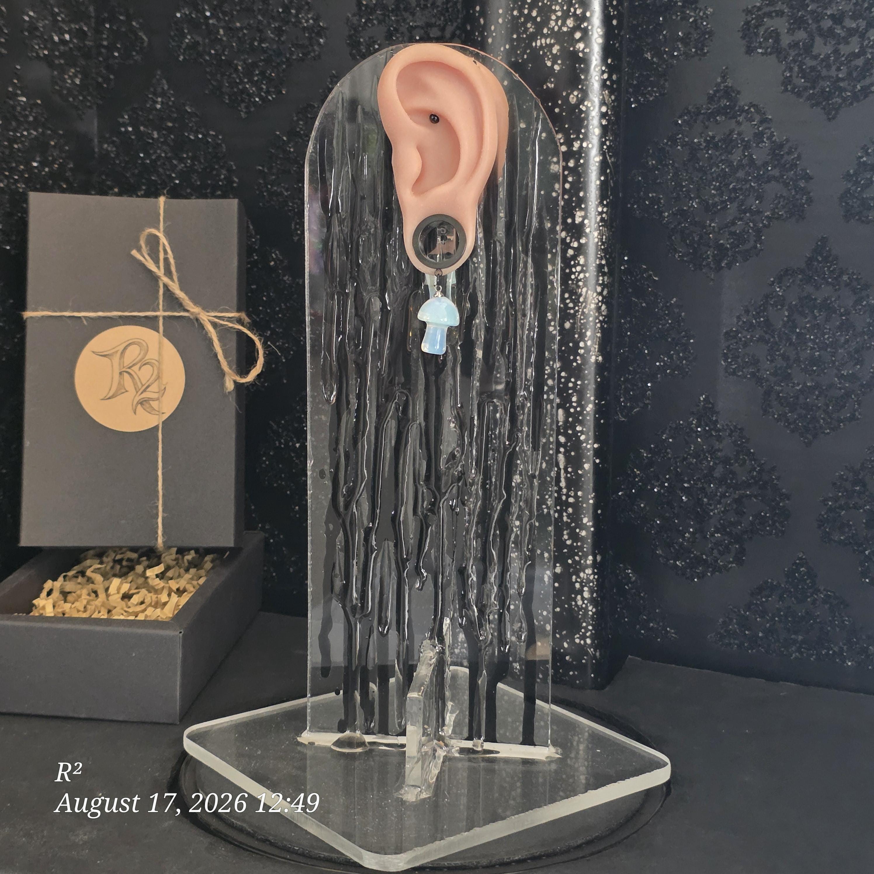 Opalite Mushroom Dangle Plug Earrings by R²
