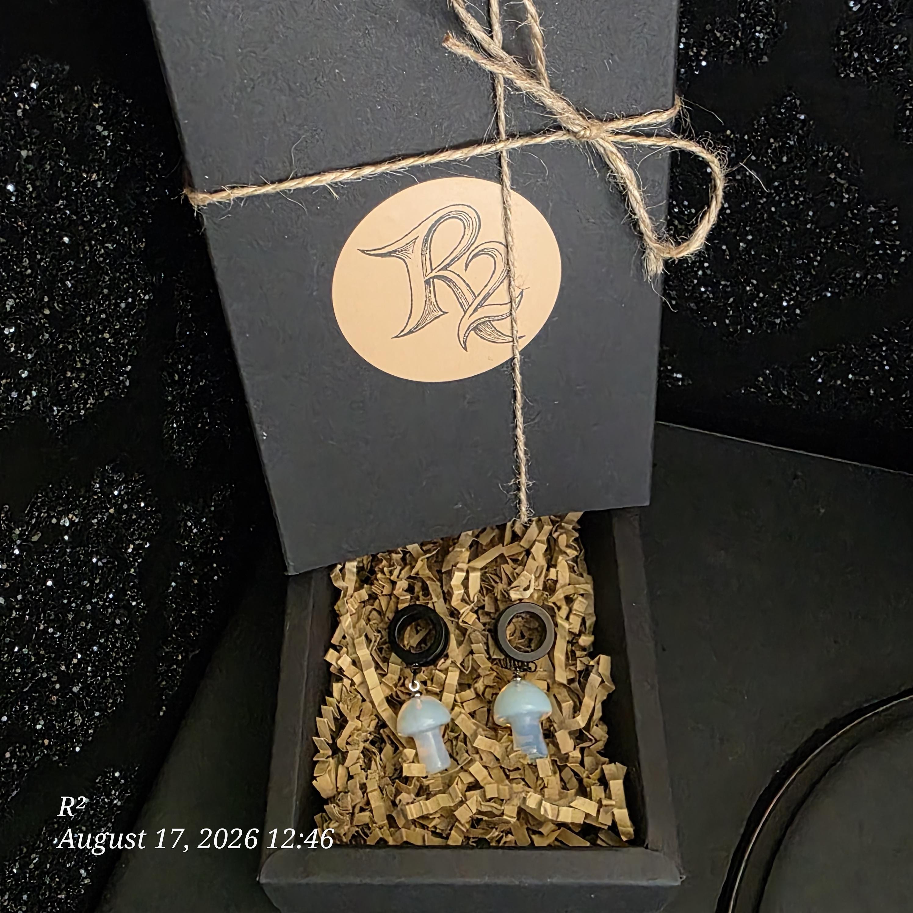 Opalite Mushroom Dangle Plug Earrings additional view 1