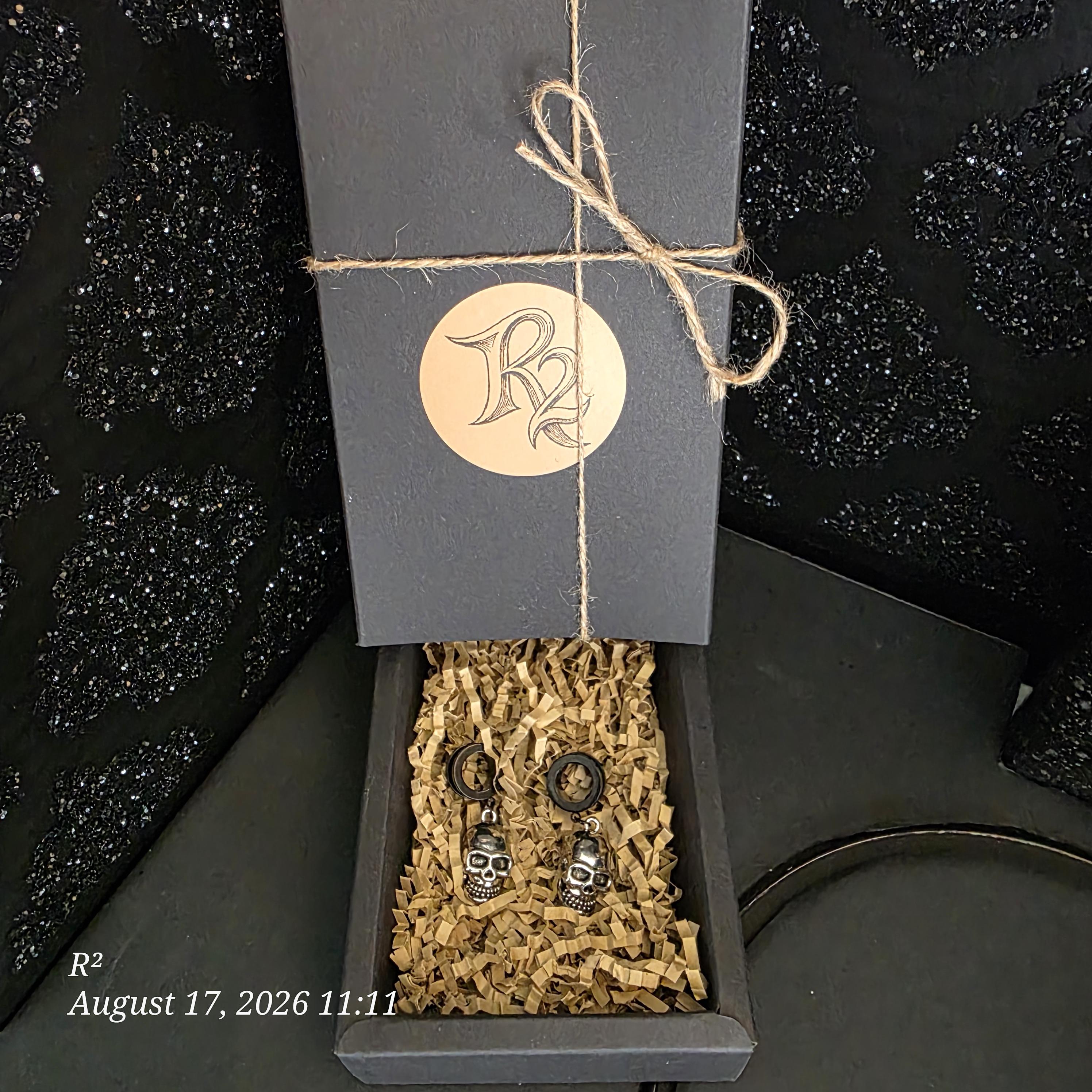 Grim Grin Skull Dangle Plug Earrings additional view 1