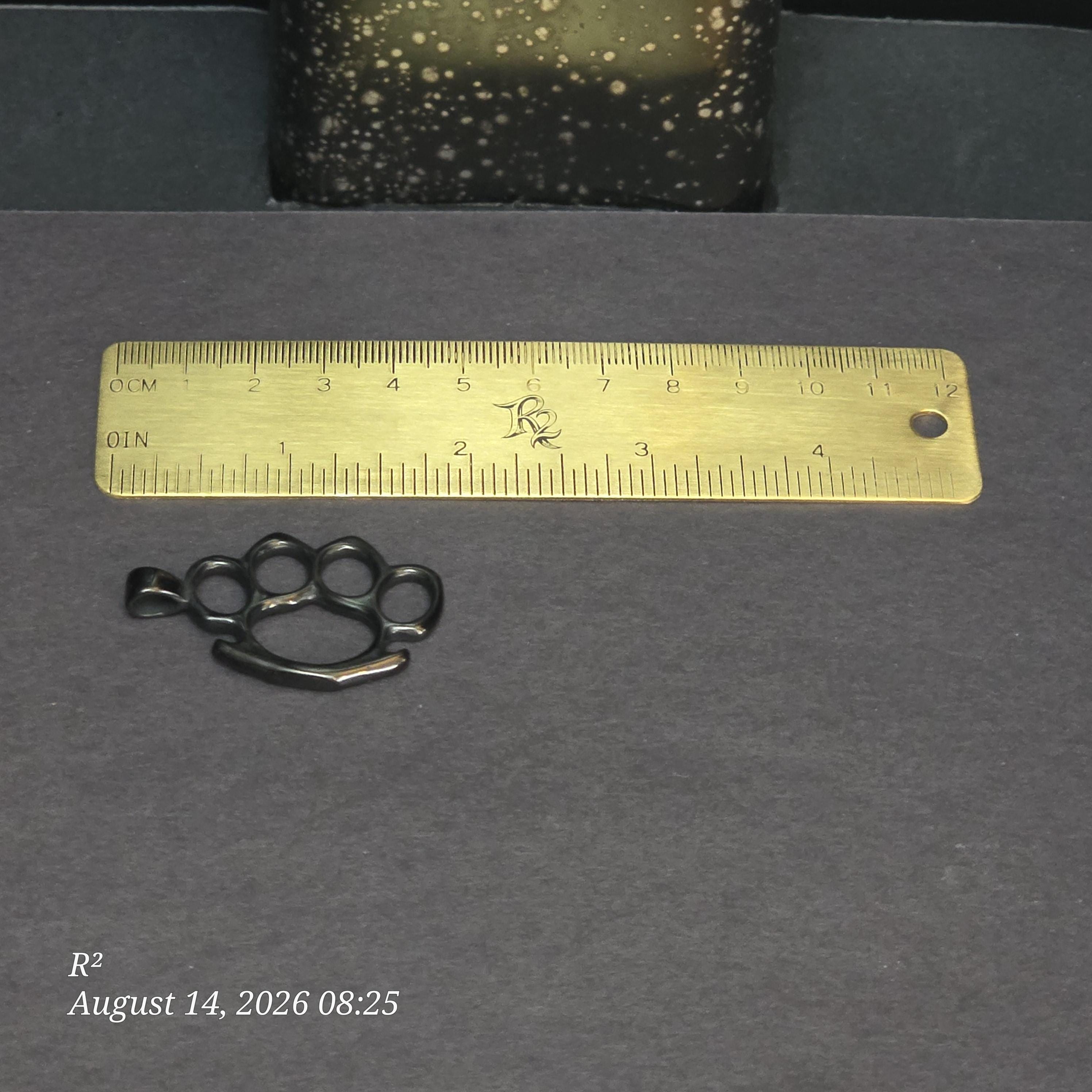 Brass Knuckle Dangle Plug Earrings - Black additional view 2