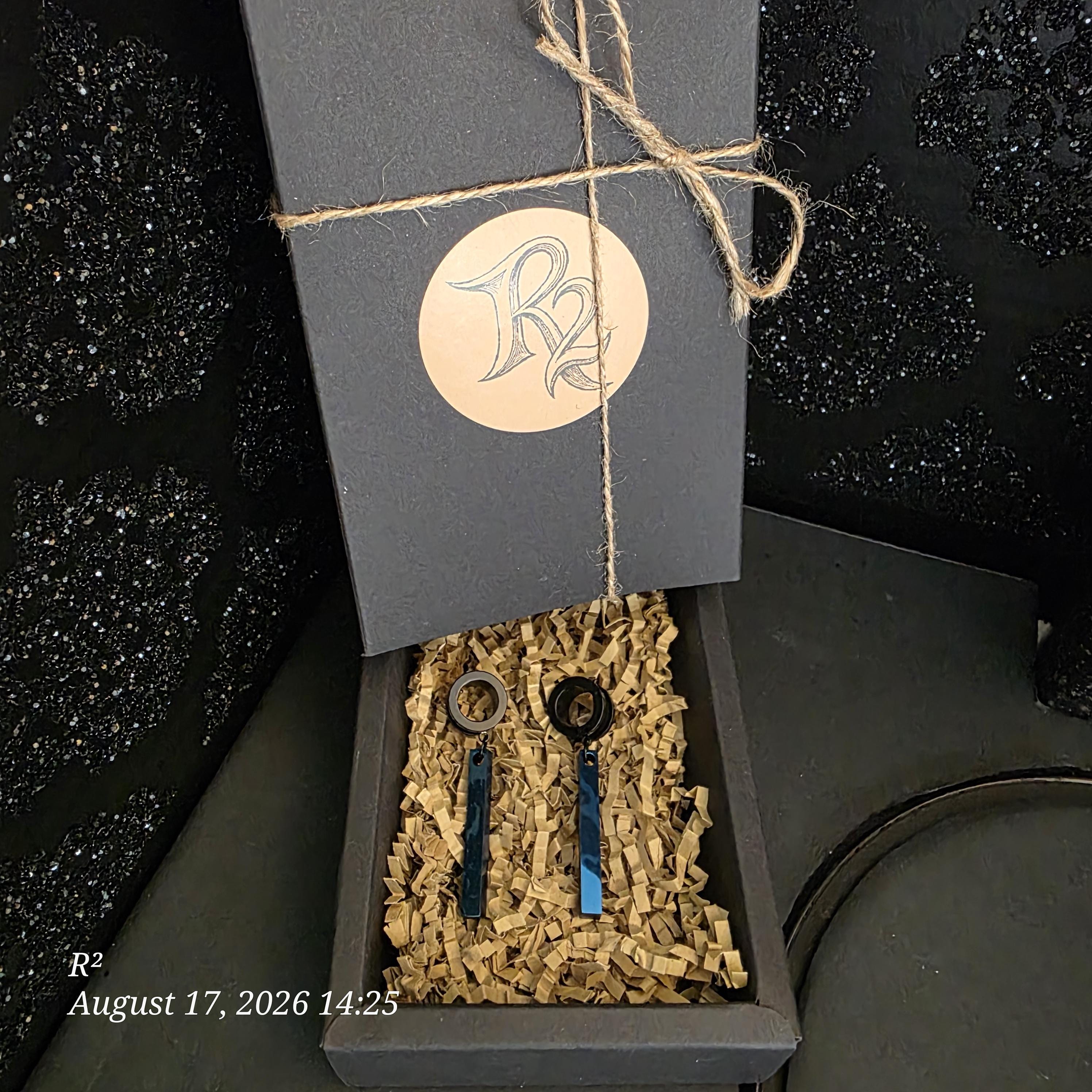 Blue Noir Bar Dangle Plug Earrings additional view 1