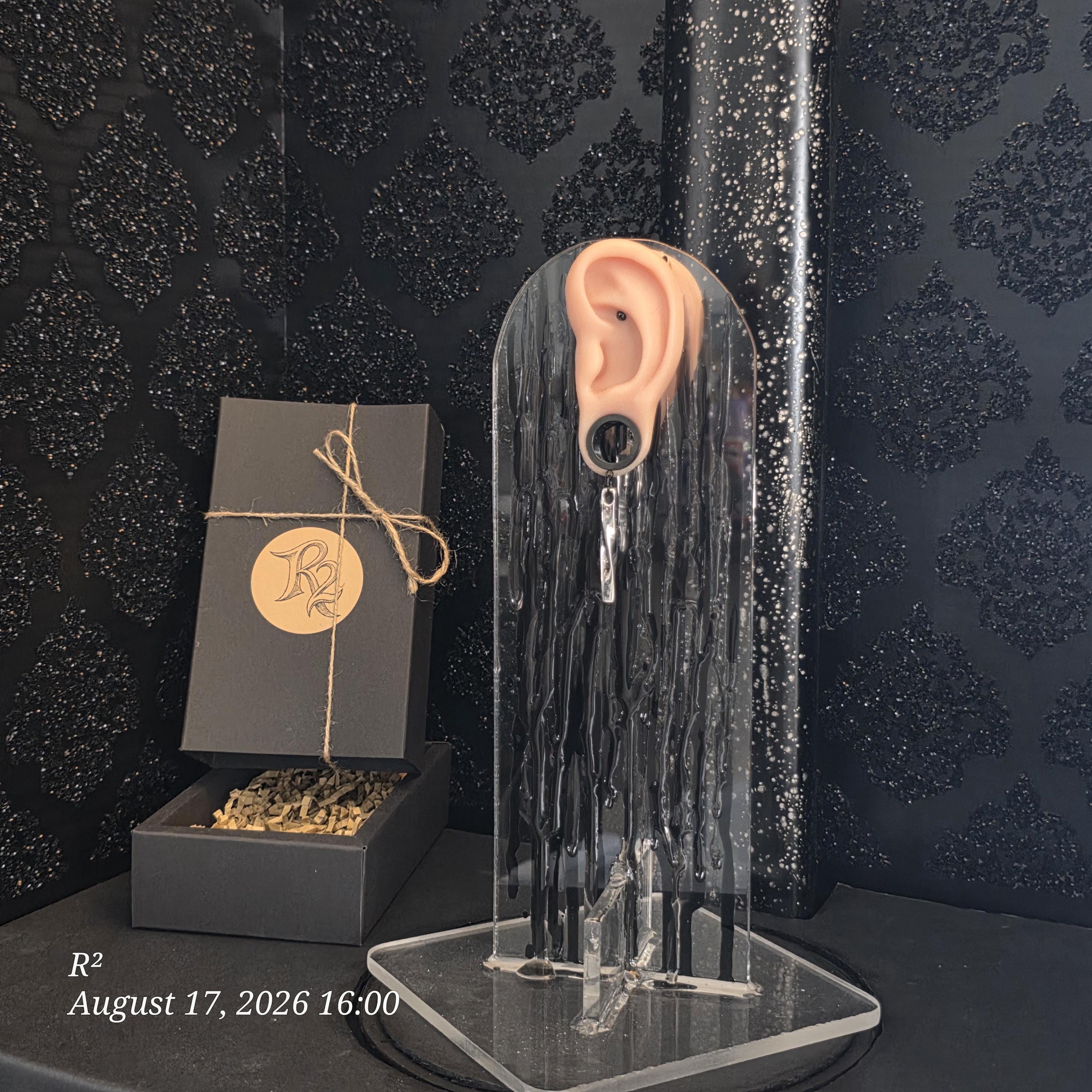 Silver Vortex Dangle Plug Earrings by R²