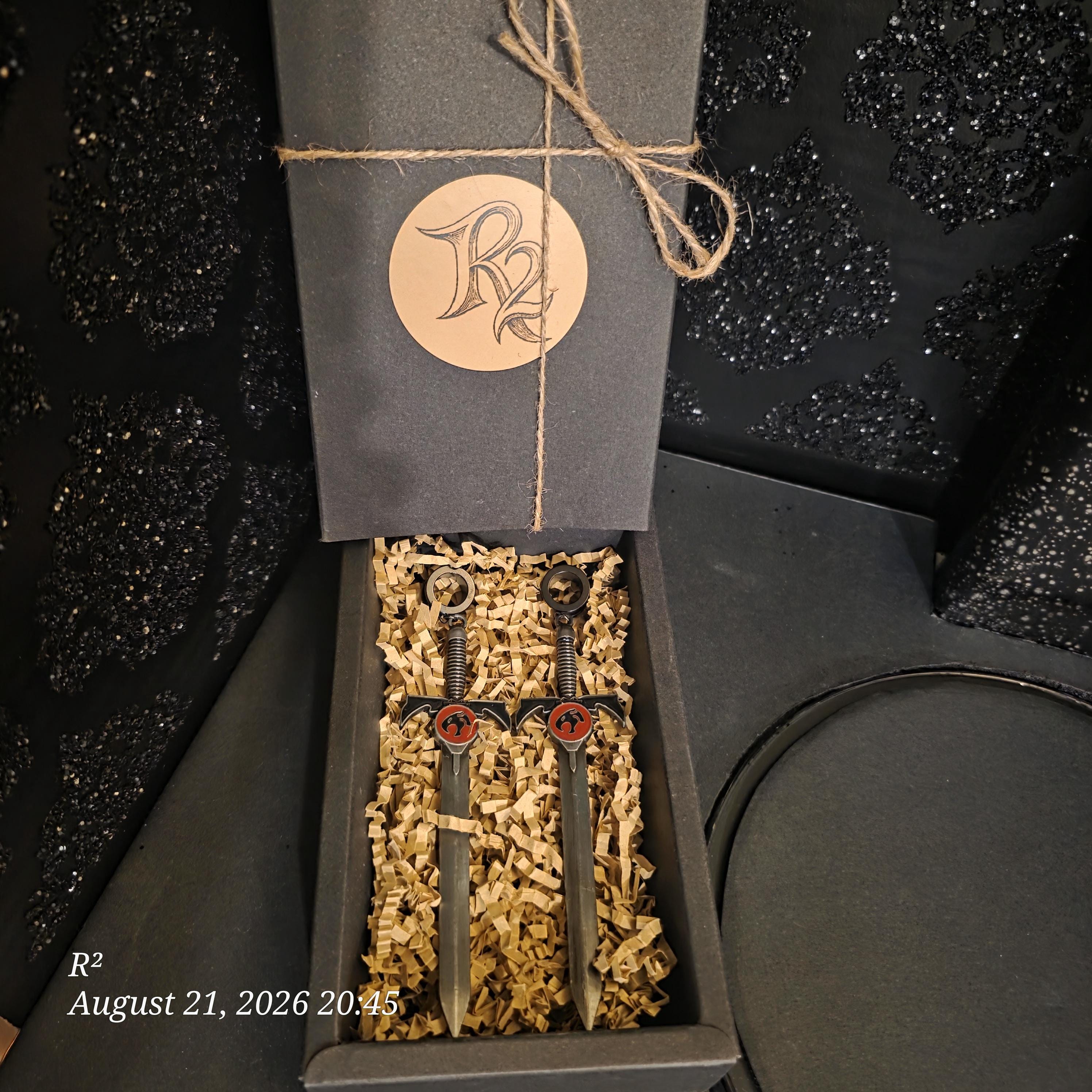 Sword of Omens Inspired Dangle Plug Earrings additional view 1